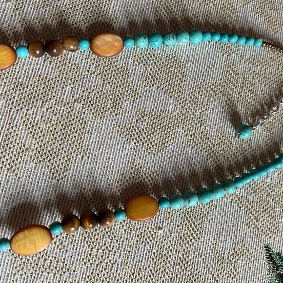 BLUE TURQUOISE TIGER EYE HAND MADE NECKLACE - Picture 10 of 11